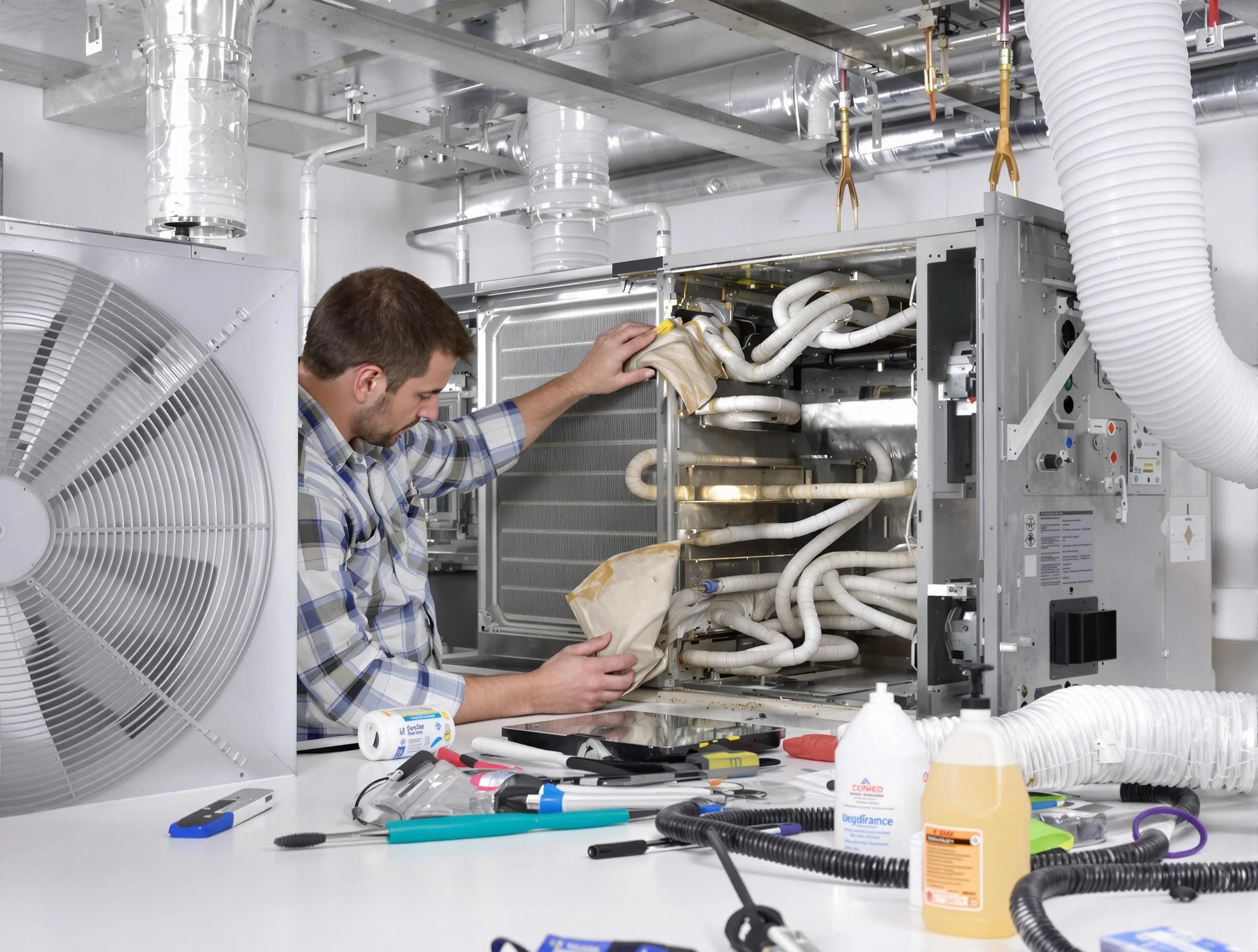 Buffalo Air Duct Cleaning specialist performing precision AC coil cleaning in Buffalo