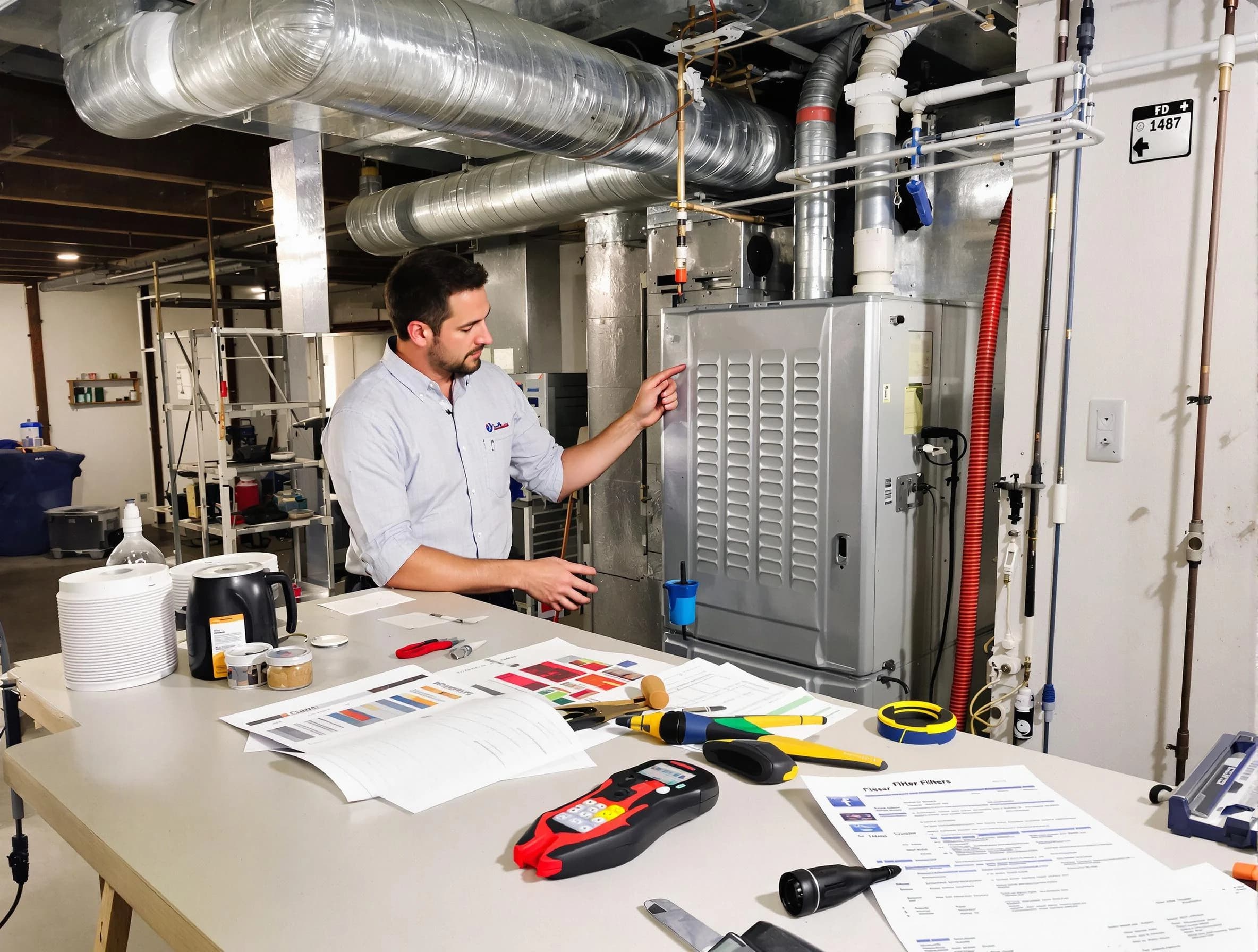 Buffalo Air Duct Cleaning inspector conducting detailed filter system evaluation using professional diagnostic tools in Buffalo