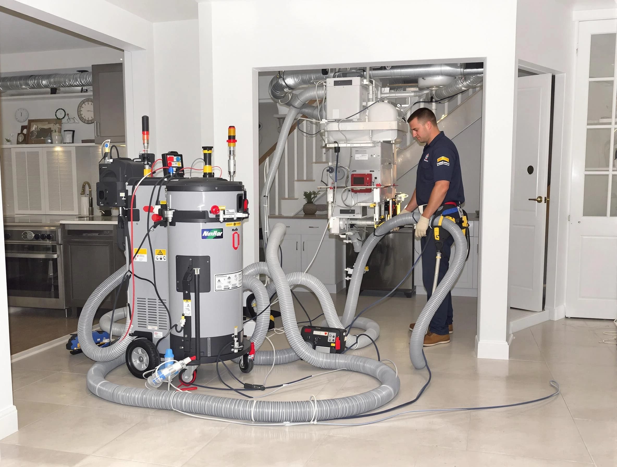 Buffalo Air Duct Cleaning technician operating negative pressure cleaning equipment for thorough duct maintenance in Buffalo
