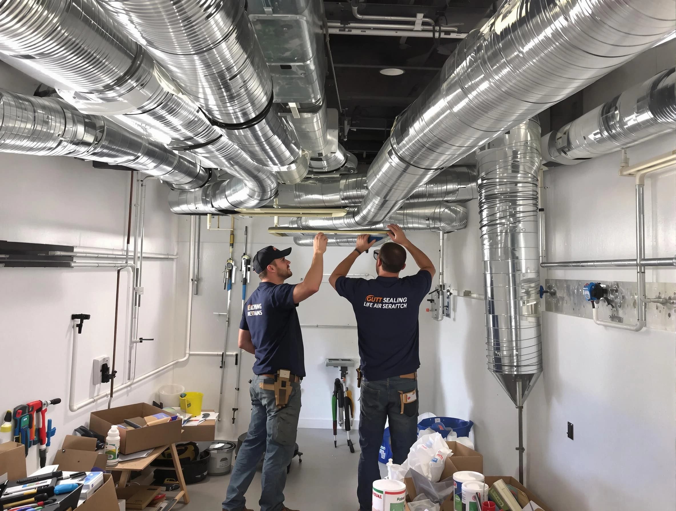 Buffalo Air Duct Cleaning technician applying professional duct sealing solutions in Buffalo