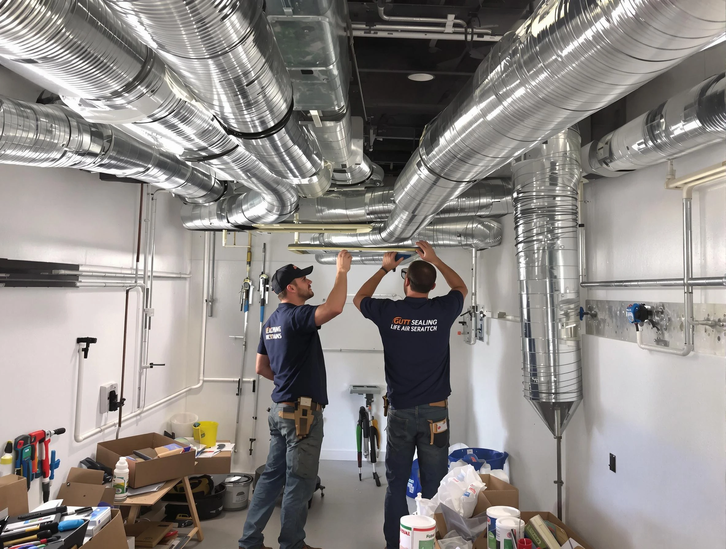 Buffalo Air Duct Cleaning technician applying professional duct sealing solutions in Buffalo