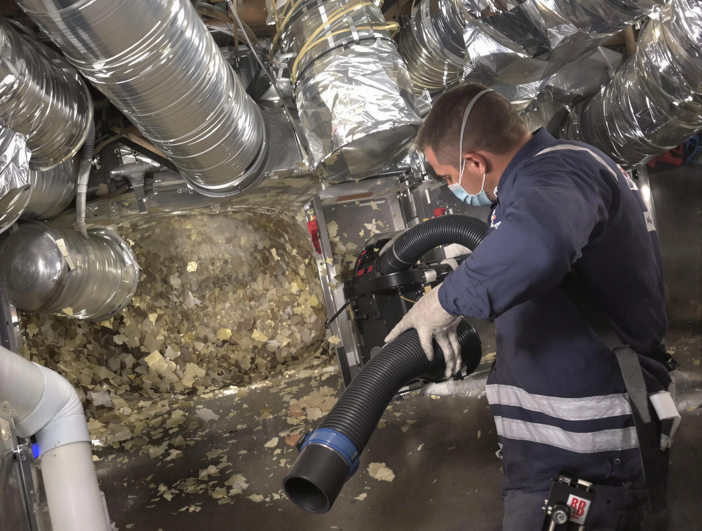 Buffalo Air Duct Cleaning specialist operating negative pressure cleaning equipment for thorough duct maintenance in Buffalo